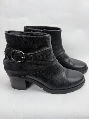Beartraps Deborah Black Ankle Boots with Slouch Ankle Design & Buckle Size 9M